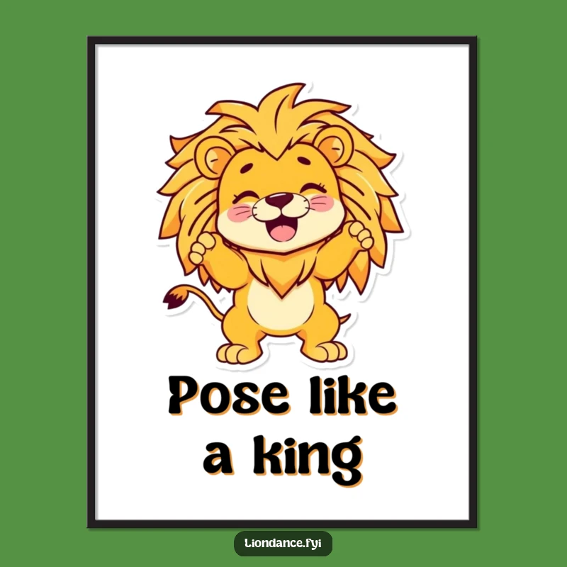 Funny Giggling Character Lion Pose Poster - Whimsical Wall Art Gift