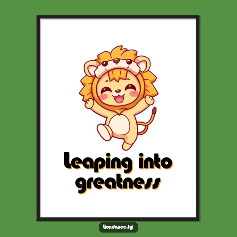 Funny Lion Costume Leaping Character Poster: Decorate With Wild Energy!