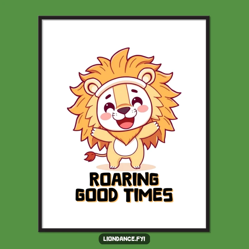Funny Lion Costume Spin Poster: Playful Character Art, Humorous Wall Decor