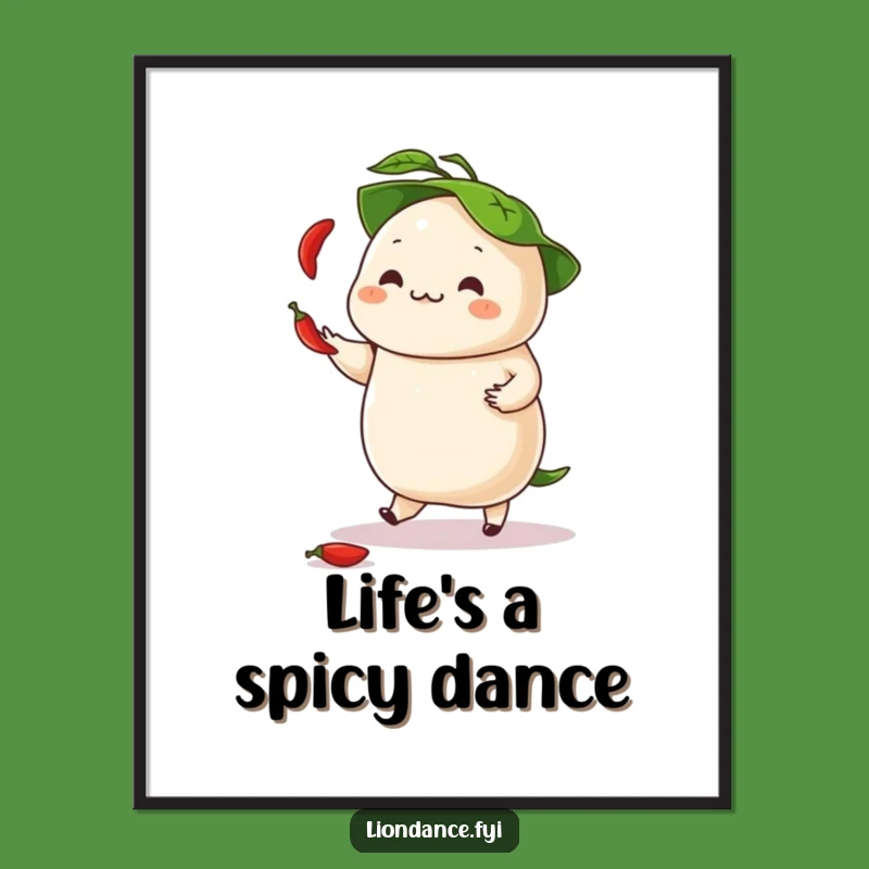 Funny Dancing Dumpling Poster - Spicy Wall Art & Hilarious Foodie Decor