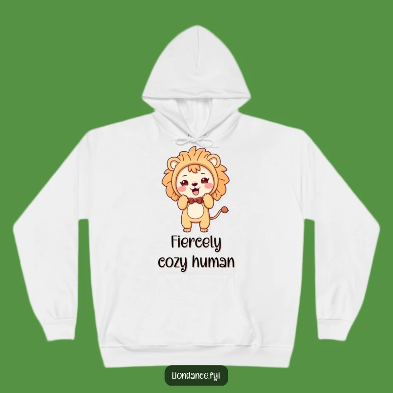 Cozy Funny Lion Costume Hoodie: Character Bowing Playfully, Warm and Humorous Gift Idea