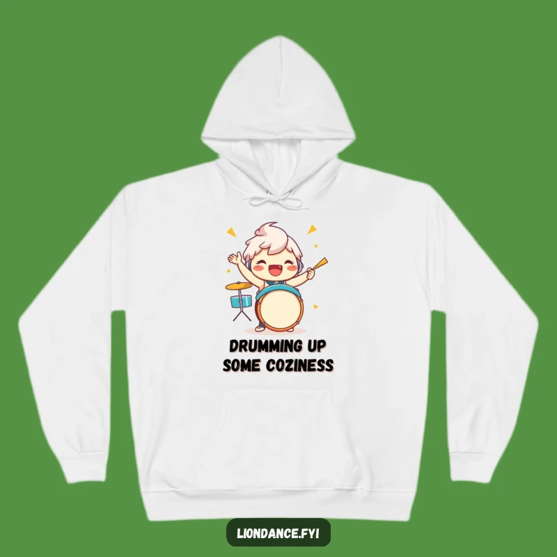 Funny Drummer Character Hoodie - Jubilant Beat Enthusiastic Cozy Gift