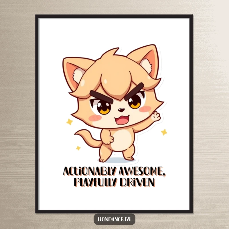 Funny Free Printable Wall Art: A character with a determined yet playful expression is captured mid-action, exuding energetic and humorous motivation.