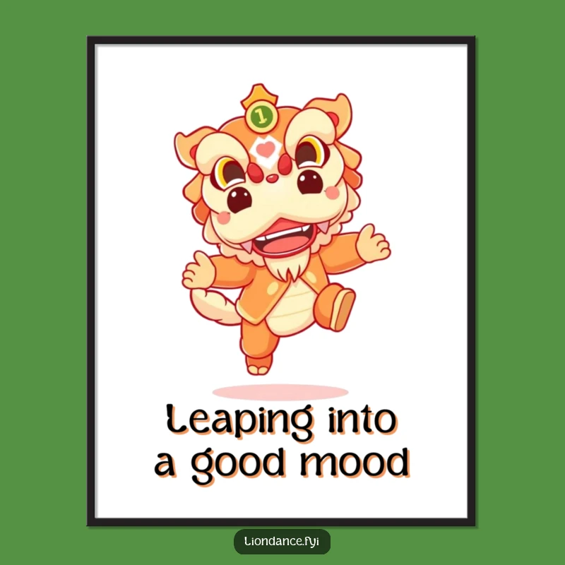 Free Printable Lion Dance Art: Joyful Leap Funny Downloadable Decor