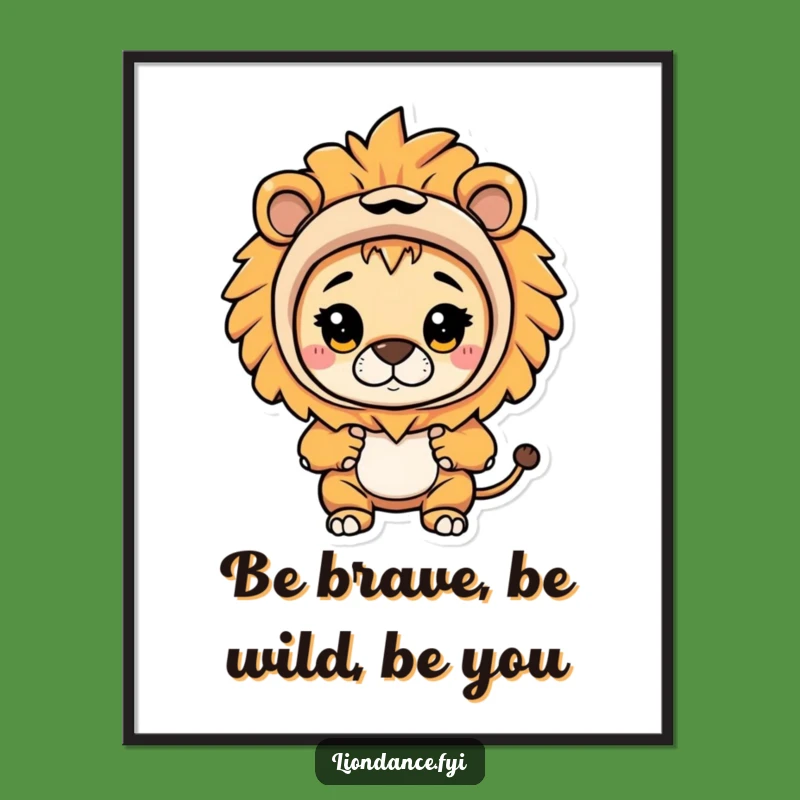 Free Printable Wall Art: Funny Lion Costume Peeking Out Whimsical Decor Downloadable Art