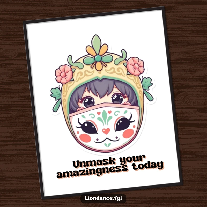 Funny Free Printable Wall Art: A curious character peeking from behind a vibrant, decorated mask, adding personality to any space.