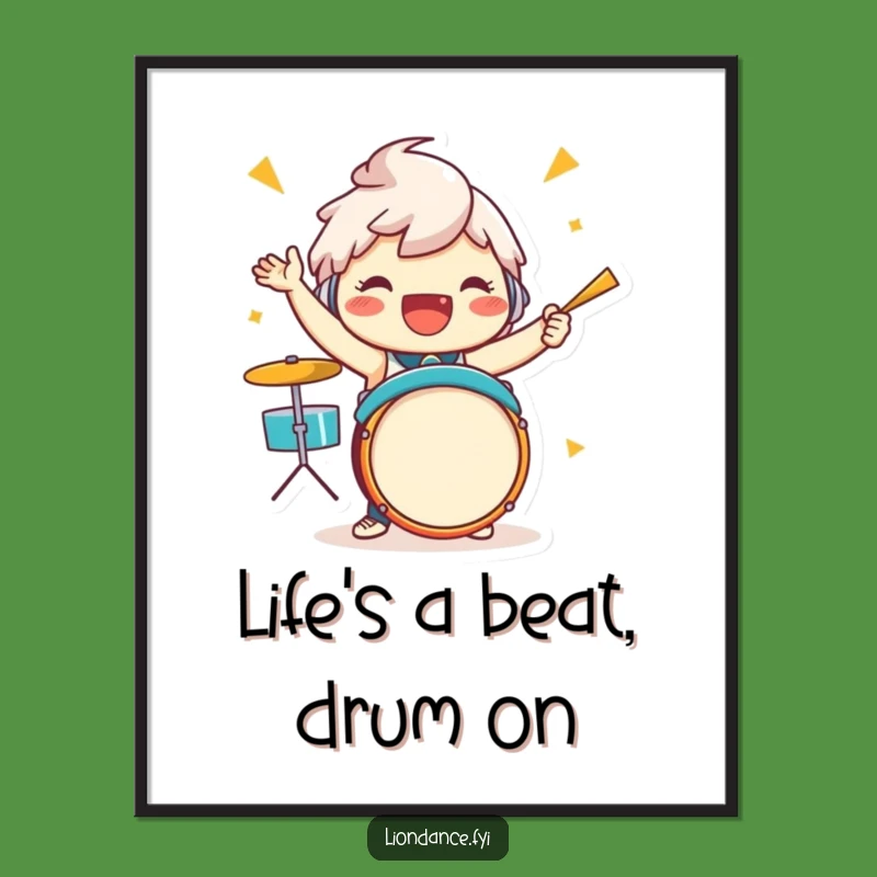 Funny Free Printable Wall Art: Drumming Character, Energetic Beat, Quirky Downloadable Decor