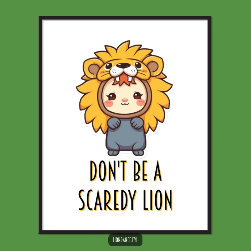 Funny Free Printable Wall Art: Lion Cub Costume Character, Whimsical Downloadable Decor