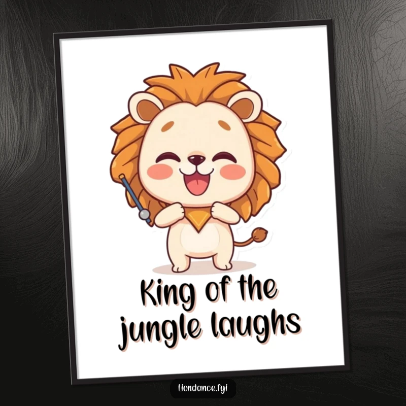 Funny Free Printable Wall Art: Character strikes a playful pose with a lion head prop, radiating joy and humor.