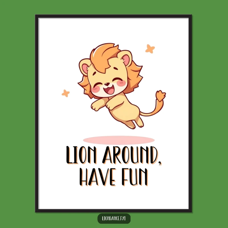 Funny Free Printable Wall Art: Lion Tail Tumble, Hilarious Downloadable Decor