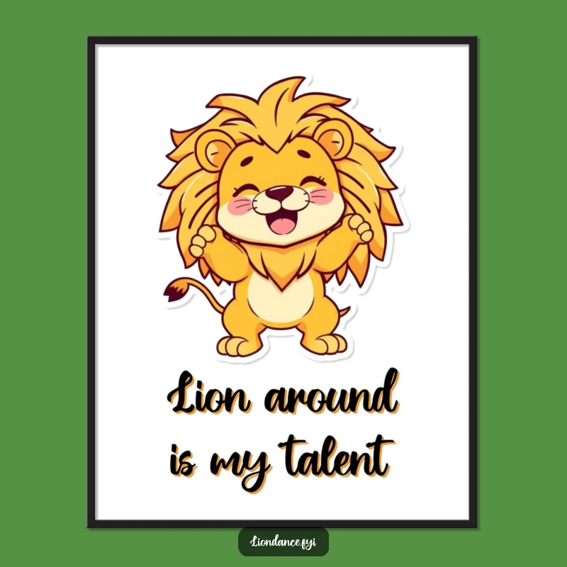 Funny Free Printable Wall Art: Giggling Character & Lion Pose - Downloadable Decor
