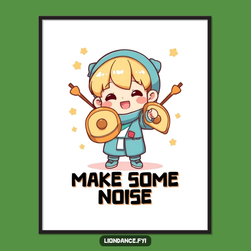 Free Printable Wall Art: Happy Cymbals Clashing Character, Downloadable Decor