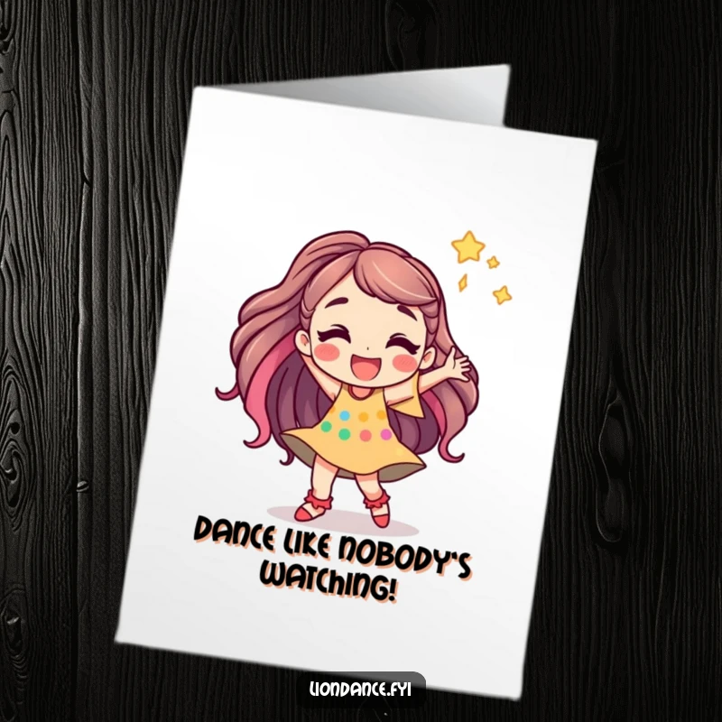 Funny Free Printable Birthday Card: Jubilant character dances energetically, embodying the pure spirit of celebration.