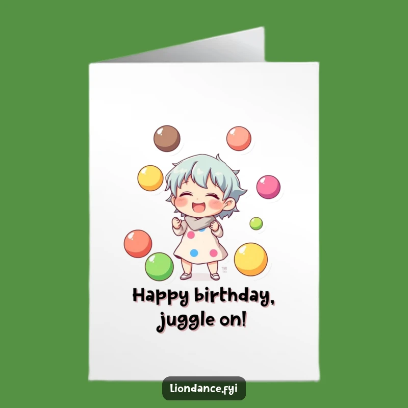 Free Printable Birthday Card: Juggling Character Laughs, Funny Downloadable Gift