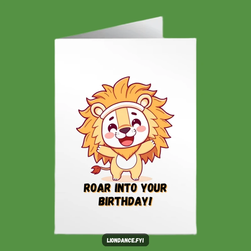 Free Printable Birthday Card: Lion Costume Spin - Funny Downloadable Gift!