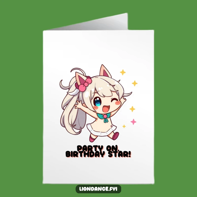 Free Printable Birthday Card: Playful Character & Streamers - Instant Fun!