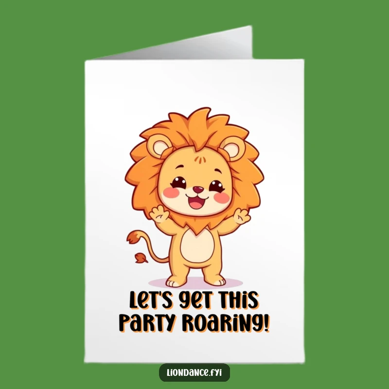 Free Printable Birthday Card: Silly Lion Dance Character, Funny Downloadable Gift for Parties