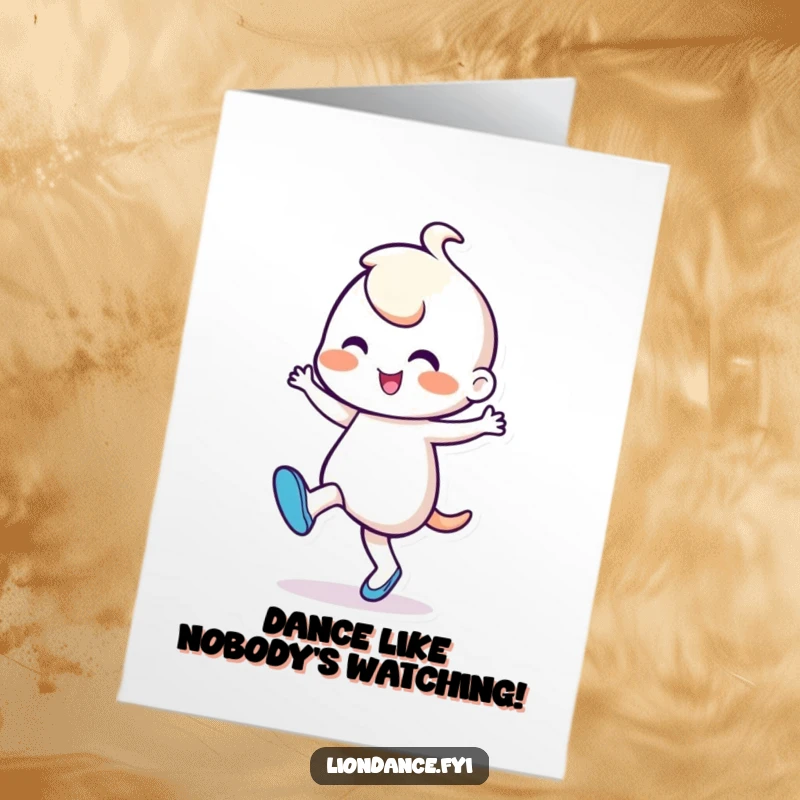 Funny Free Printable Birthday Card: Cheerful character tapping foot rhythmically, ready to celebrate with a dance, downloadable humor.