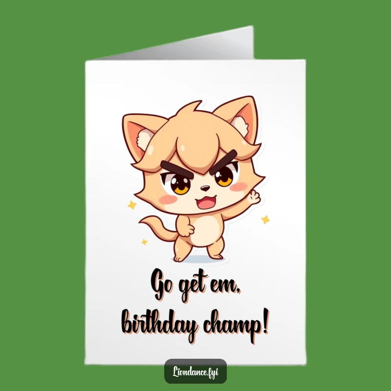 Free Printable Birthday Card: Determined Playful Character Funny Downloadable Gift