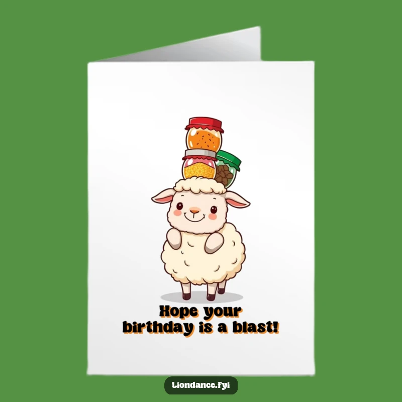 Free Printable Birthday Card: Funny Sheep Balancing Spices for You