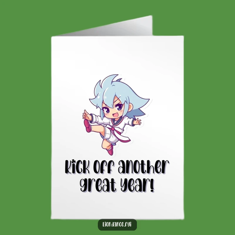 Free Printable Birthday Card: Kicking Character Funny Downloadable Gift for Athletes