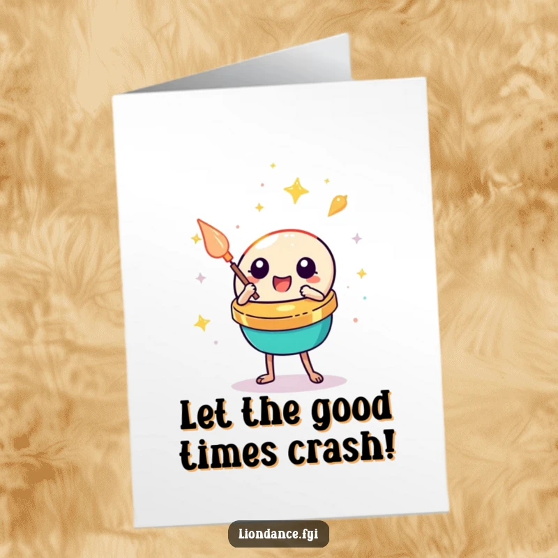 Funny Free Printable Birthday Card: Cute cymbal prop joyfully clashing with a festive gleam, ready to celebrate.