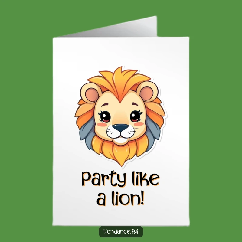 Free Printable Lion Head Birthday Card: Peeking Character Funny Download