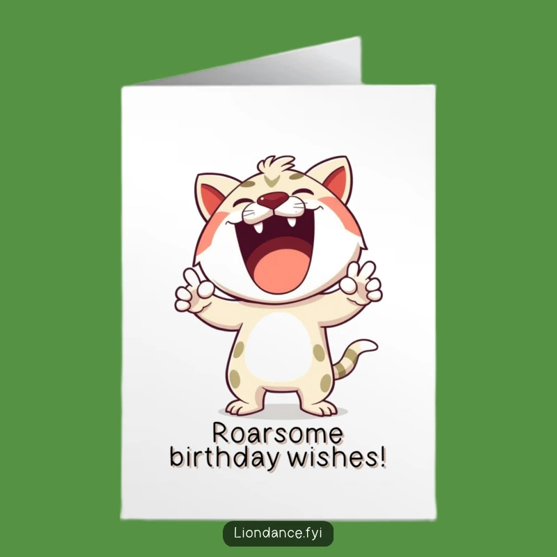 Free Printable Birthday Card: Roaring Character - Energetic Downloadable Gift
