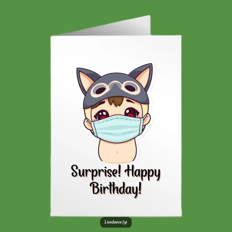 Free Printable Birthday Card: Curious Masked Character - Peek-a-Boo Fun!