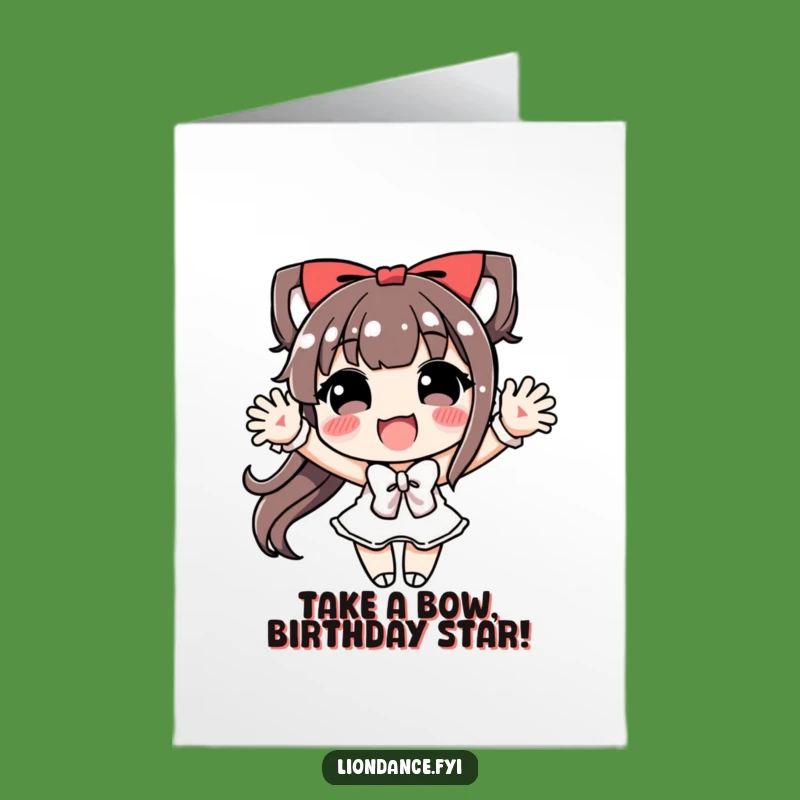 Free Printable Birthday Card: Bowing Character Expresses Joy, Funny Downloadable