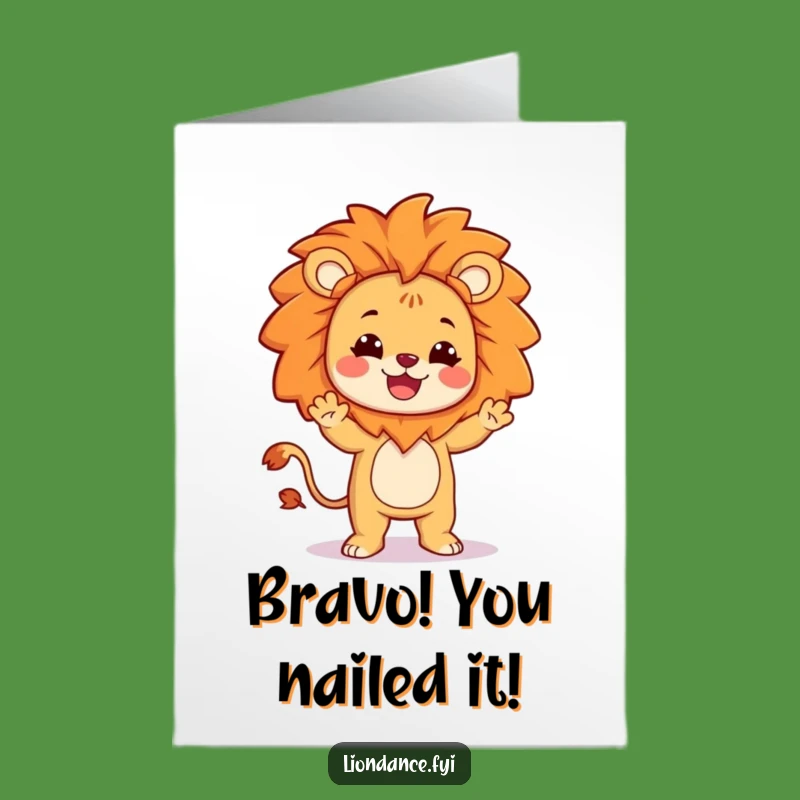 Free Printable Congrats Card: Silly Lion Dance Character, Funny Downloadable Gift for Celebrations