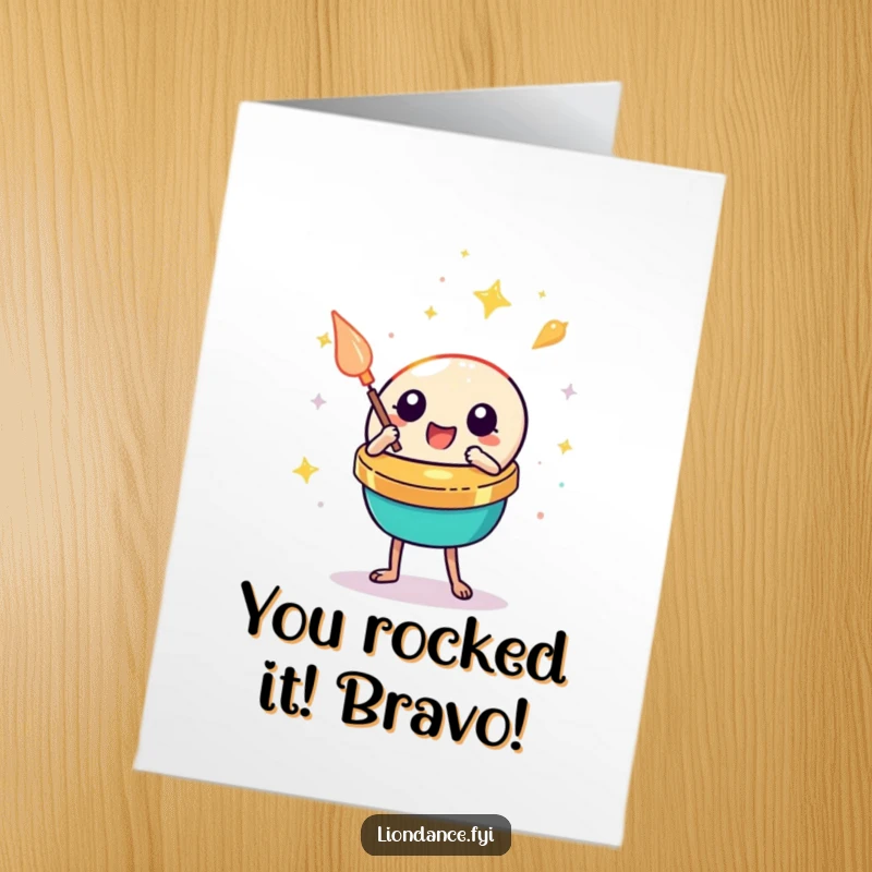 Funny Free Printable Congratulations Card: Cheerful cymbal prop making a loud, festive clash to mark a big achievement.