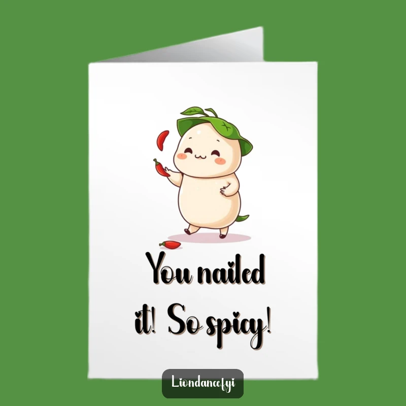 Free Printable Congrats Card: Dumpling Chili Juggling Success Downloadable Gift