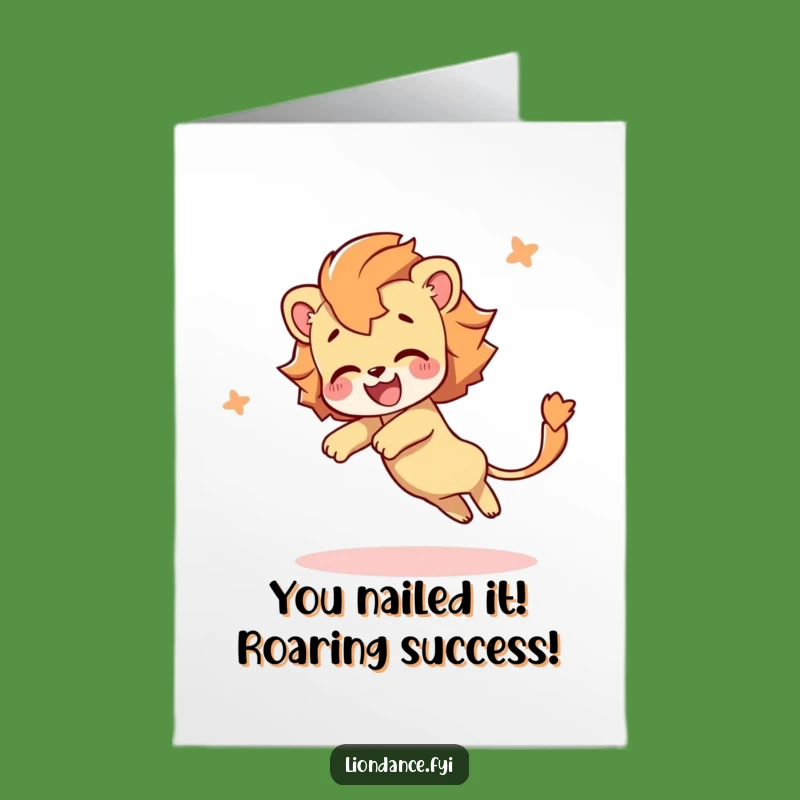 Free Printable Congrats Card: Funny Lion Tail Tumble, Perfect Downloadable Gift