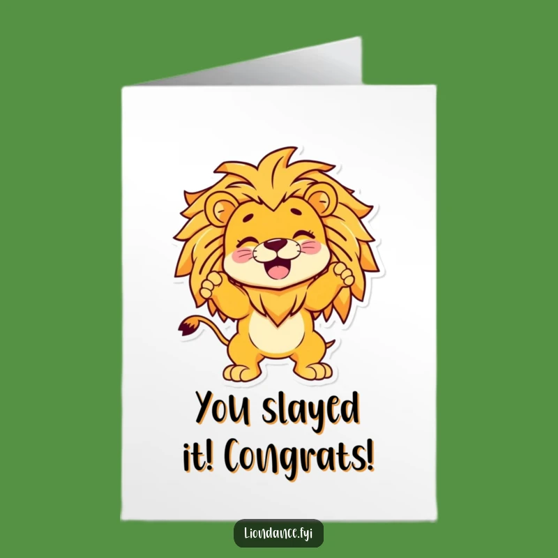 Free Printable Congrats Card: Giggling Character & Lion - Hilarious Downloadable Gift