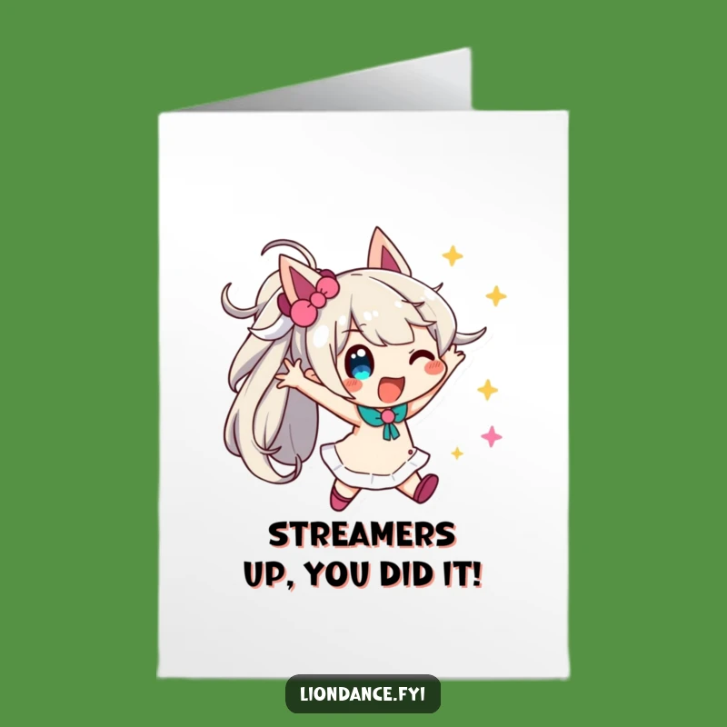 Free Printable Congrats Card: Streamer Celebration - Dynamic Joy!