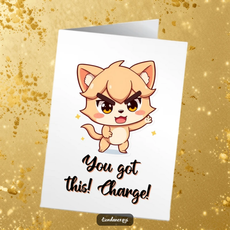 Funny Free Printable Congratulations Card: A character with determination and playfulness is captured mid-action, celebrating a hard-won victory.