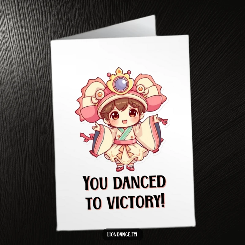 Funny Free Printable Congratulations Card: Character showcases elaborate costume movements with theatrical flair, celebrating a magnificent achievement.