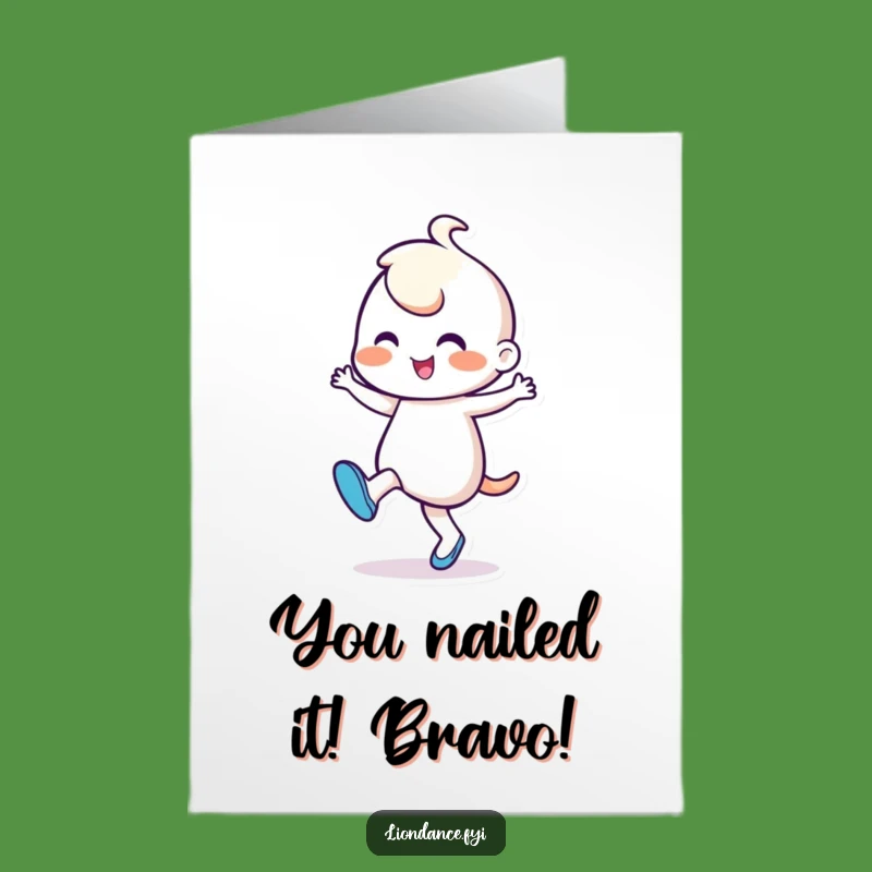 Free Printable Congrats Card: Joyful Dancing Character, Rhythmic Foot Tap, Downloadable Celebration