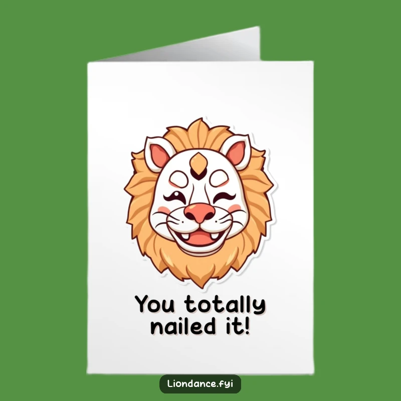 Free Printable Congrats Card: Lion Mask Winking Humorous Downloadable Celebration Gift