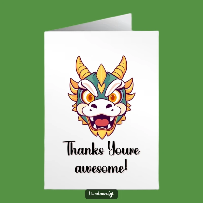 Free Printable Thank You Card: Dragon Mask Roar, A Humorous Downloadable Gift!