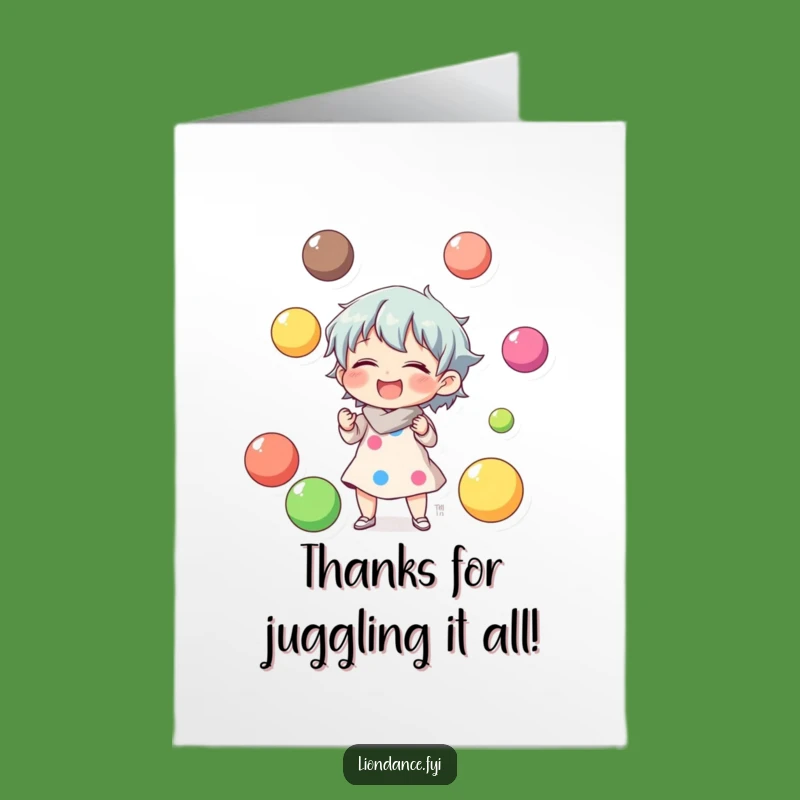 Free Printable Thank You Card: Juggling Character Thanks, Funny Appreciation Gift