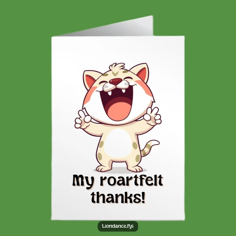 Free Printable Thank You Card: Roaring Character - Enthusiastic Downloadable Gift