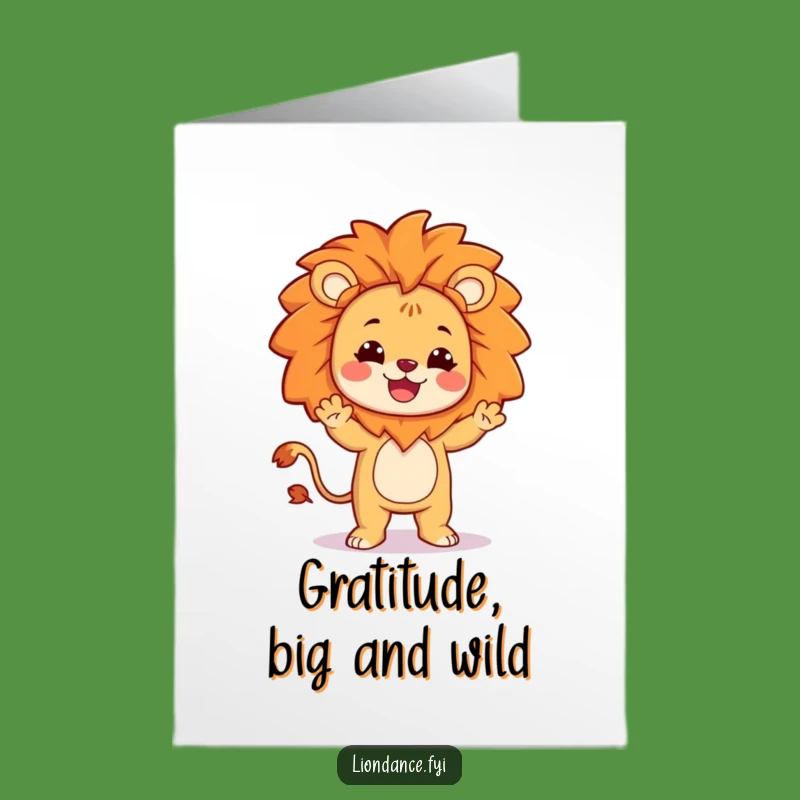 Free Printable Thank You Card: Silly Lion Dance Character, Funny Downloadable Gift for Gratitude