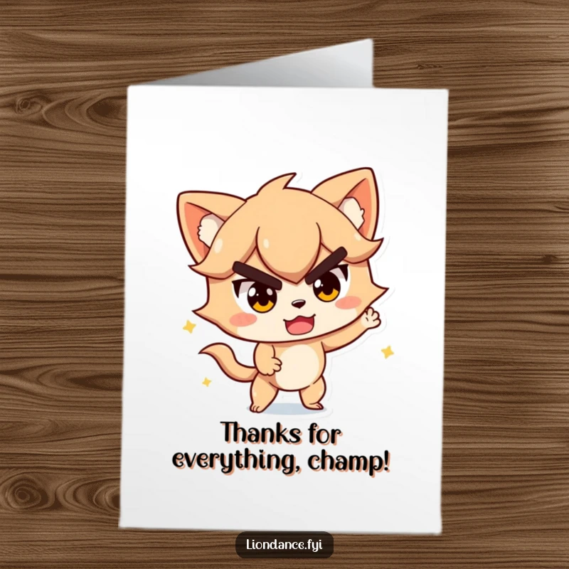 Funny Free Printable Thank You Card: A determined yet playful character in mid-action conveys sincere and spirited thanks.