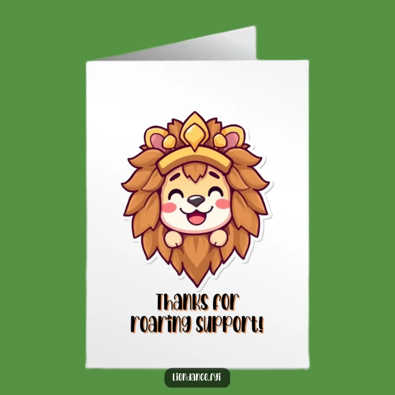 Free Printable Thank You Card: Grinning Lion Headdress, Funny Downloadable Appreciation