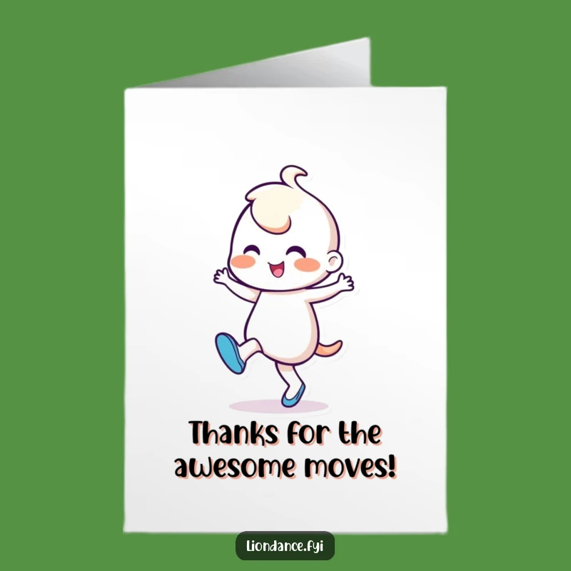 Free Printable Thank You Card: Rhythmic Dancer Character, Foot Tap Design, Downloadable Gratitude