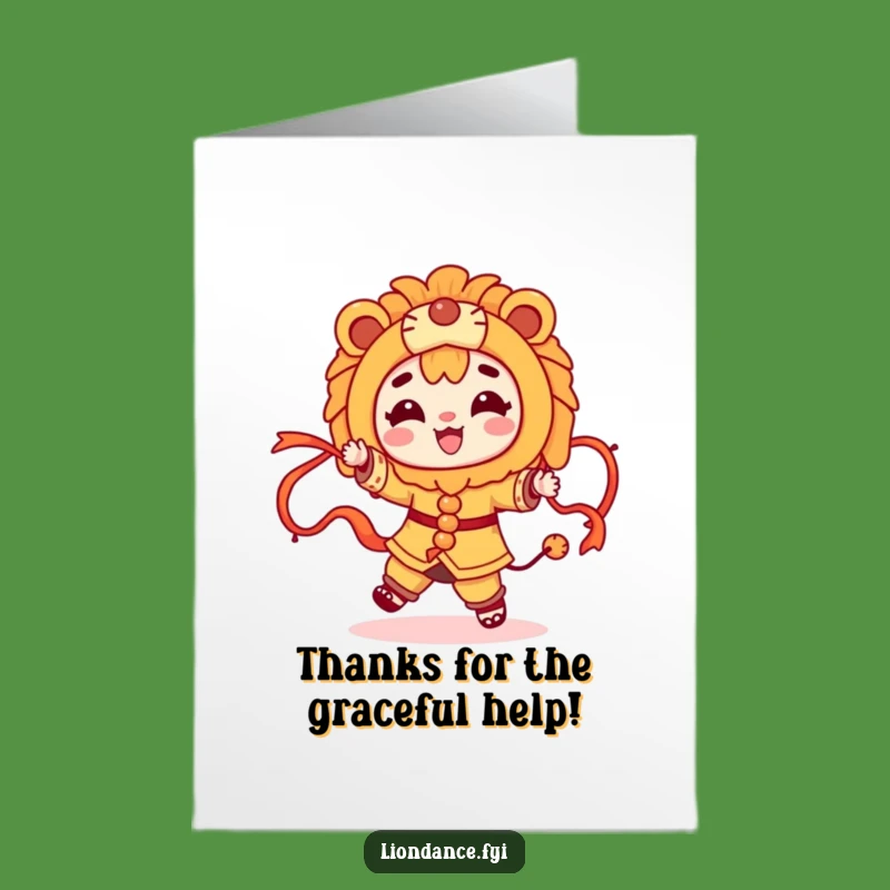 Free Printable Thank You Card: Dancing Lion Costume, LOL Downloadable Gift of Gratitude