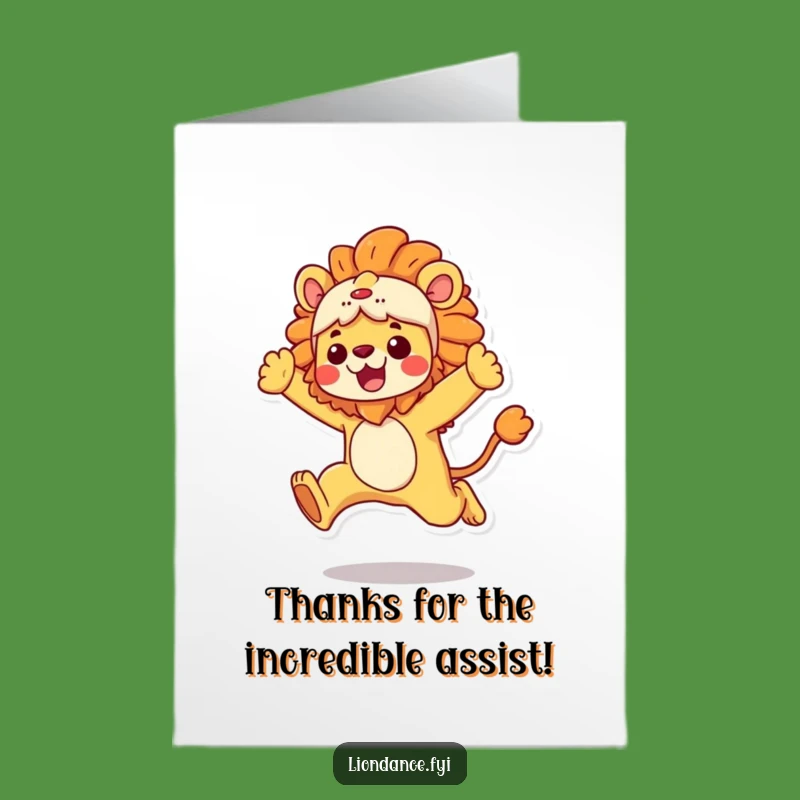 Free Printable Thank You Card: Lion Costume Leap to Show Big Thanks