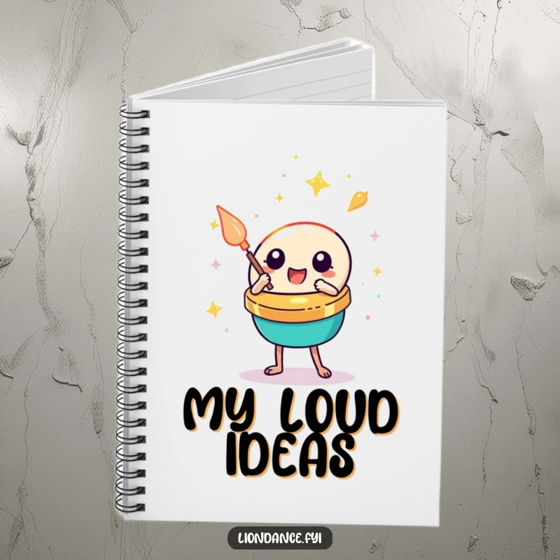Funny cymbal clash notebook, featuring a cute percussion prop in a joyful clashing motion, great for capturing ideas.